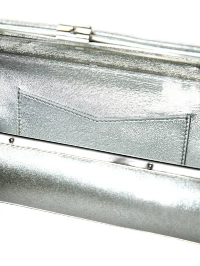Amina Muaddi Ami Clutch Bag In Silver