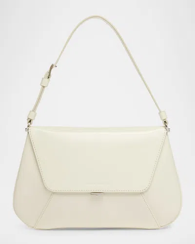 Amina Muaddi Ami Framed Leather Shoulder Bag In Gray