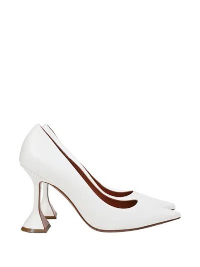 Pre-owned Amina Muaddi Ami Geometric Heel Pumps In White
