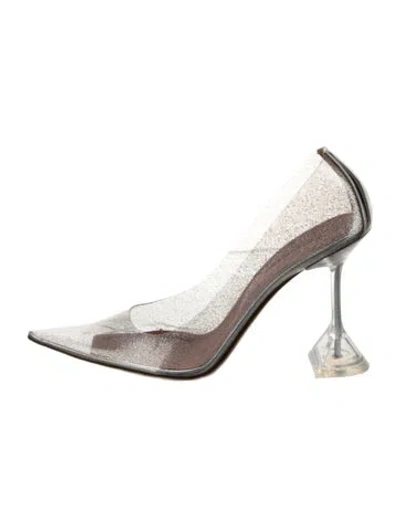 Pre-owned Amina Muaddi Ami Glass Pvc Pvc Pumps In Silver