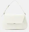 Amina Muaddi Women Black Leather Ami Shoulder Bag In Beige