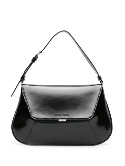 Amina Muaddi Ami Leather Shoulder Bag In Black