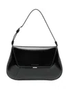 Amina Muaddi Mini Rectangular Satin Shoulder Bag In Black