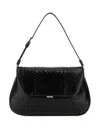 Amina Muaddi Ami Leather Shoulder Bag In Black