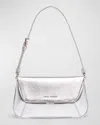 Amina Muaddi Ami Mini Frame Metallic Leather Shoulder Bag In Nappa Silver