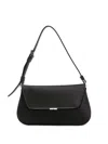 Amina Muaddi Mini Rectangular Satin Shoulder Bag In Black