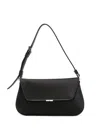 Amina Muaddi Leather Handbag With Curved Base And Reptile Motif Embossing In Black
