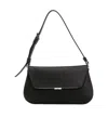 Amina Muaddi Leather Handbag With Curved Base And Reptile Motif Embossing In Black