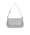 Amina Muaddi Ami Mini Embellished Satin Shoulder Bag In Gray