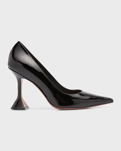 Amina Muaddi Ami Patent Leather Pedestal Pumps In Black