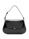 Amina Muaddi Mini Rectangular Satin Shoulder Bag In Black