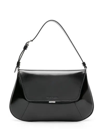 Amina Muaddi Ami Patent Leather Shoulder Bag In Black