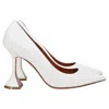 Amina Muaddi Ami Lambskin Pedestal Pumps In White