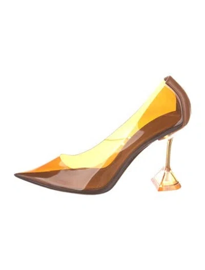Pre-owned Amina Muaddi Ami Pvc Pumps In Brown