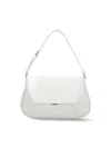Amina Muaddi Calf Leather Rectangular Shoulder Bag In White