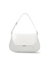 Amina Muaddi Calf Leather Rectangular Shoulder Bag In White