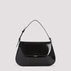 Amina Muaddi Mini Rectangular Satin Shoulder Bag In Black
