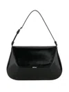 Amina Muaddi Ami Spazzolato Black Silver Hardwa In Black