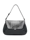 Amina Muaddi Ami Mini Frame Croc-embossed Shoulder Bag In Black