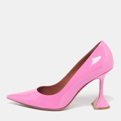 Pre-owned Amina Muaddi Ami Size 37.5 Pink Patent Leather Pumps