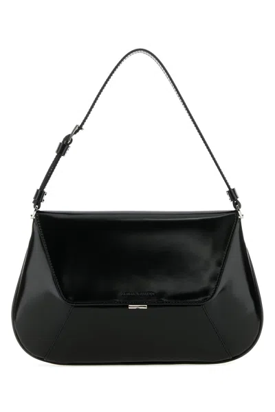 Amina Muaddi Ami Spazzolato Black Silver Hardwa In Blacksilver