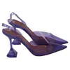 Amina Muaddi Amina Muadd Holli Glass Slingback Pumps In Purple Pvc In Purple