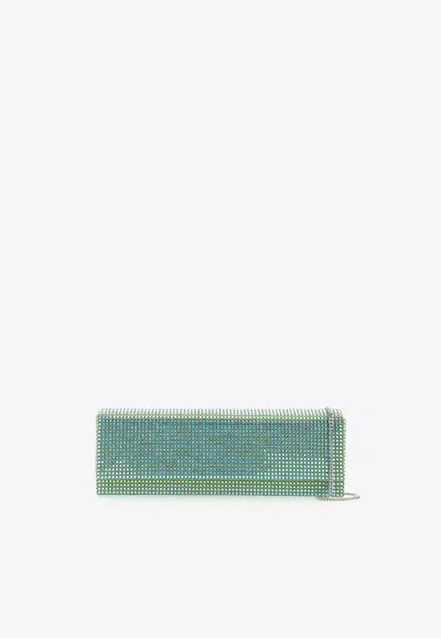 Amina Muaddi Amini Paloma Crystal Embellished Clutch Bag In Green