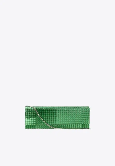 Amina Muaddi Amini Paloma Crystal Embellished Clutch Bag In Green