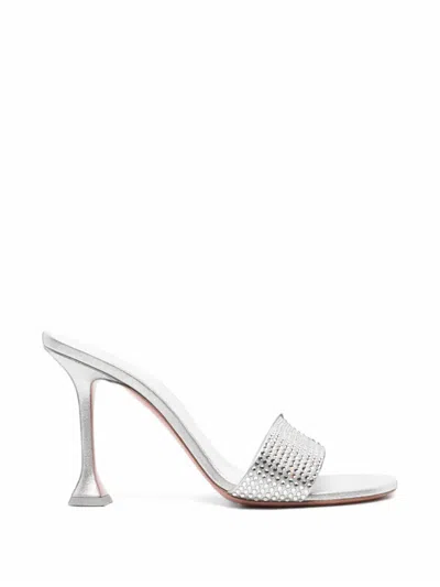 Amina Muaddi Andreea Crystal-embellished Mules In Silver