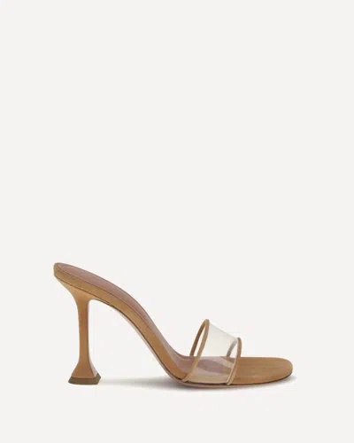 Amina Muaddi Andreea Glass Mule Sandals In Brown