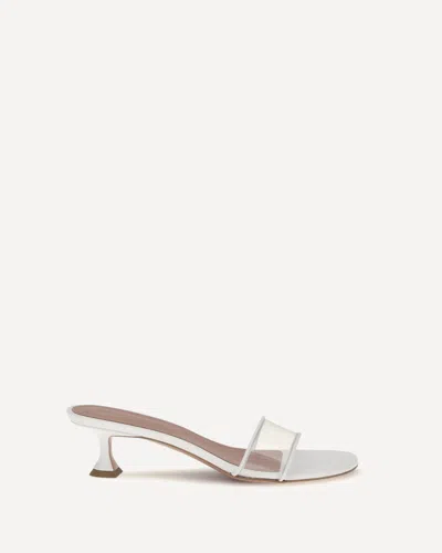 Amina Muaddi Andreea 45 Leather-trimmed Pvc Sandals In White