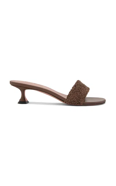 Amina Muaddi Andreea Raffia Sandals In Brown
