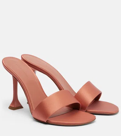 Amina Muaddi Beige Andreea Satin Sandals In Animal Print