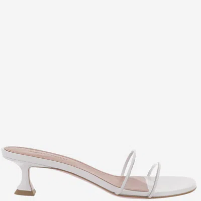 Amina Muaddi Andreea Glass Sandals In White