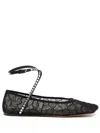Amina Muaddi Black Ane Lace Ballerina Flats In Black