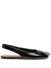 Amina Muaddi Ane Patent Leather Slingback Flats In Black