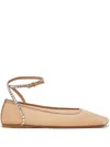 Amina Muaddi Crystals Ane Mesh Ballet Flats In Neutrals