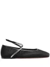Amina Muaddi Ane Crystal-embellished Mesh Ballerina Shoes In Black