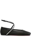 Amina Muaddi Ane Crystal-embellished Mesh Ballerina Shoes In Black