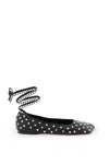 Amina Muaddi Rhinestone Embellished Nappa Leather Ballerinas In Black
