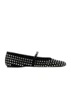 Amina Muaddi Ane Crystal Heart Flat Ane Blawhicry In Black