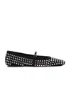 Amina Muaddi Ane Crystal Heart Flat Ane Blawhicry In Black