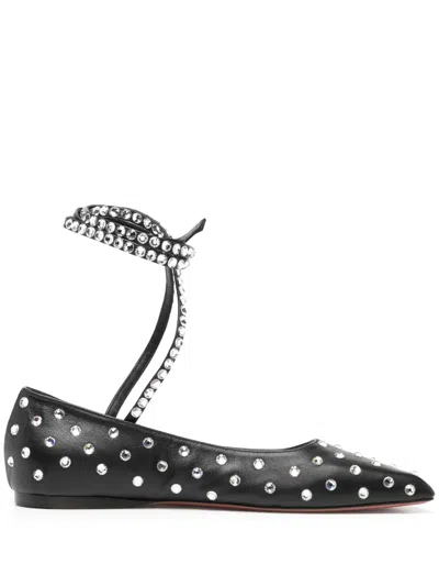 AMINA MUADDI ANE CRYSTAL-EMBELLISHED BALLERINA SHOES
