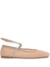 Amina Muaddi Crystals Ane Mesh Ballet Flats In Neutrals
