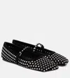 Amina Muaddi Ane Crystal Heart Flat Ane Blawhicry In Black