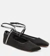 Amina Muaddi Ane Crystal-embellished Mesh Ballerina Shoes In Schwarz