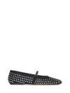 Amina Muaddi Ane Crystal Heart Flat Ane Blawhicry In Black