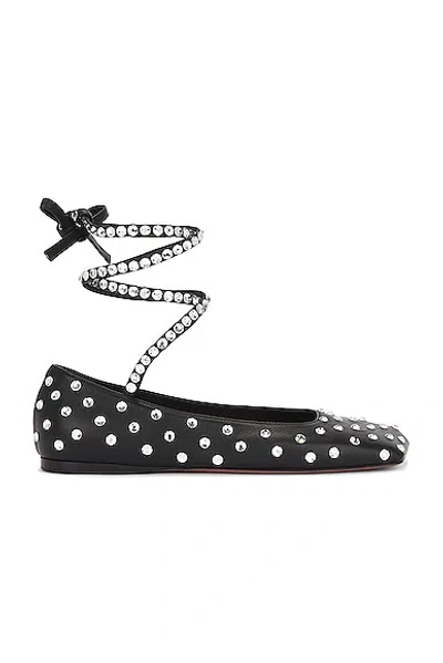 Amina Muaddi Ane Crystal Embellished Ballerina Flats In Black