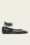 Amina Muaddi Rhinestone Embellished Nappa Leather Ballerinas