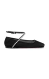 Amina Muaddi Ane Crystal-embellished Mesh Ballerina Shoes In Black
